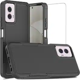 Equipd - Case for Moto G Power 5G 2024 (6.7"), Heavy Duty Rugged Shockproof Protection Cover with Tempered Glass Screen Protector - Black