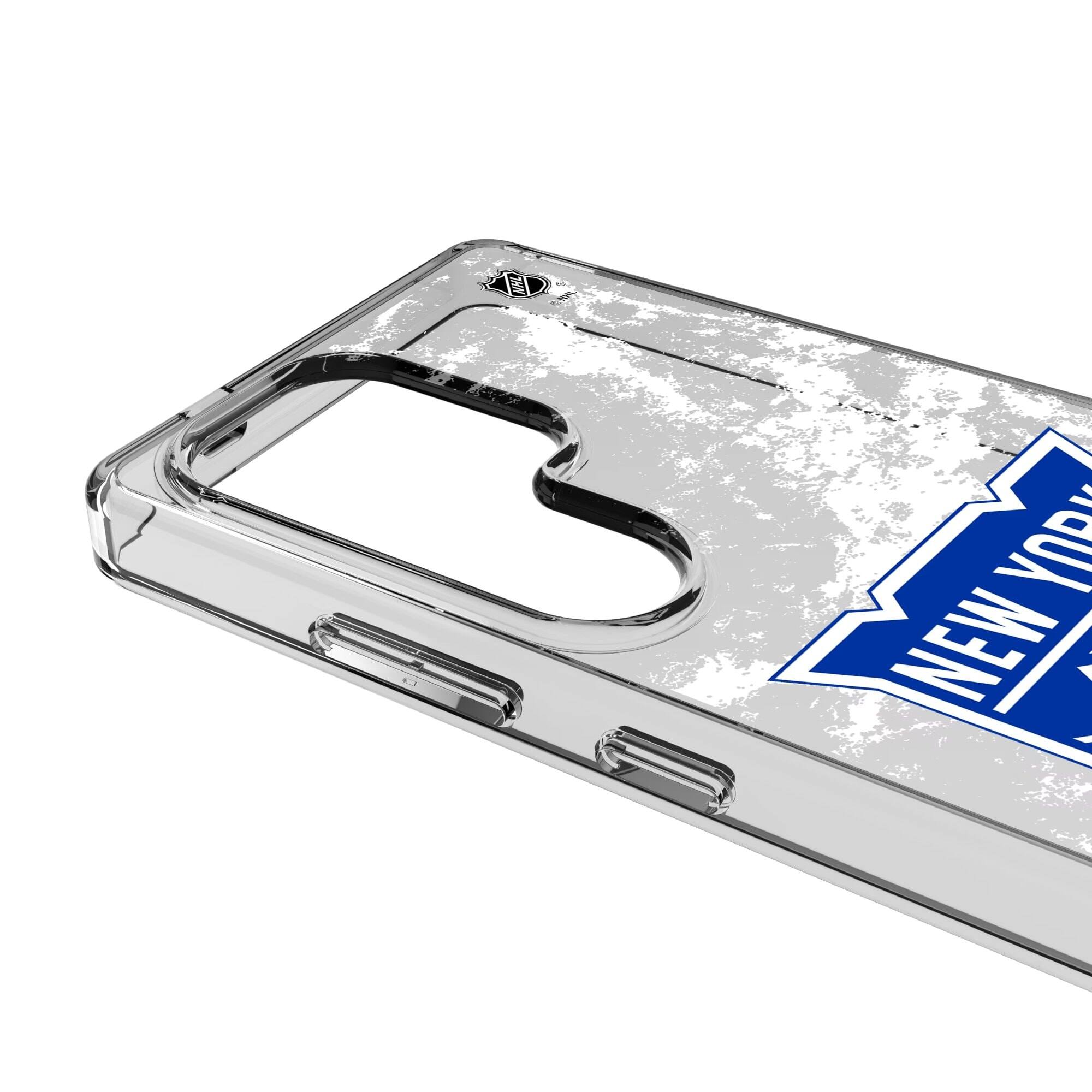 Alt View 2. Keyscaper - New York Rangers Galaxy Stripe Clear Ice Case - S23 Ultra - Multicolor.