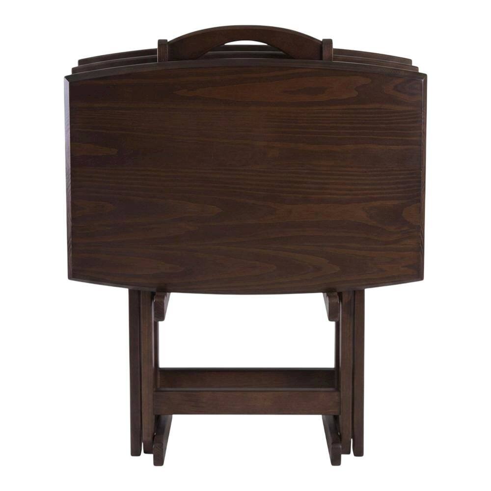 Back. FurniFact - TV Table Set in Walnut Finish with Durable Material and Elegant Design - Walnut.