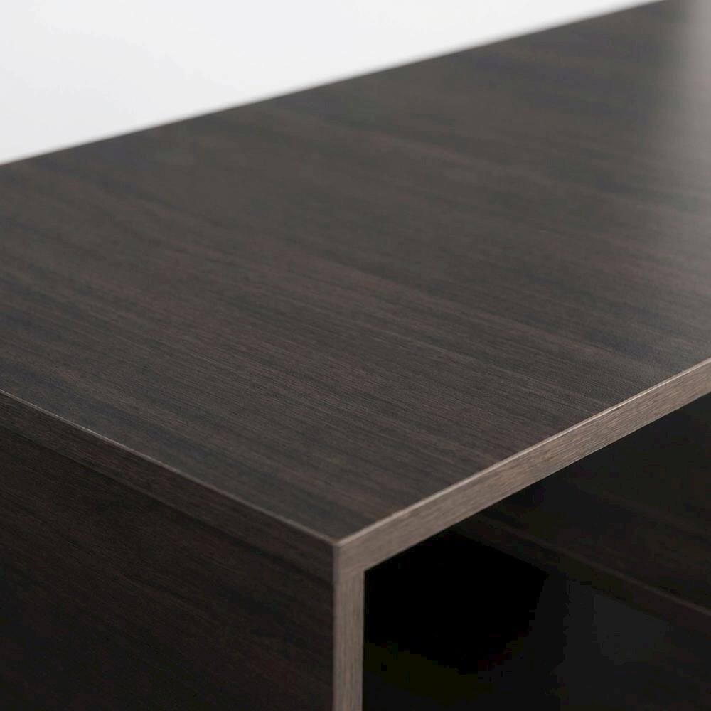 Alt View 4. FurniFact - Espresso Low Rise TV Stand with Composite Wood Construction and Modern Design - Brown Black.