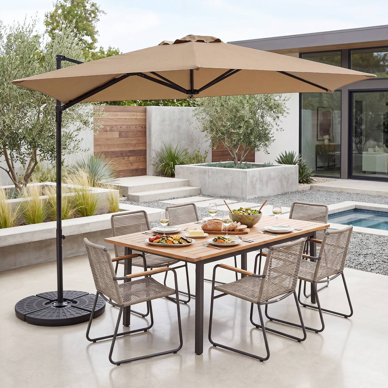 Alt View 8. Costway - Costway 10' Cantilever Patio Umbrella Heavy-duty Offset Hanging Umbrella with 360° Rotation - Tan.