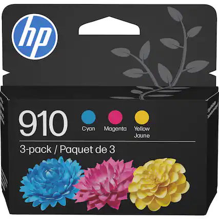 hp 910 Cyan Magenta Yellow Jaune 3-pack, / Paquet de 3