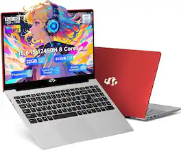 NIMO - 15.6" FHD IPS Laptop, 8 Cores Intel i5-12450H 32GB RAM 512GB SSD WiFi 6 - Red