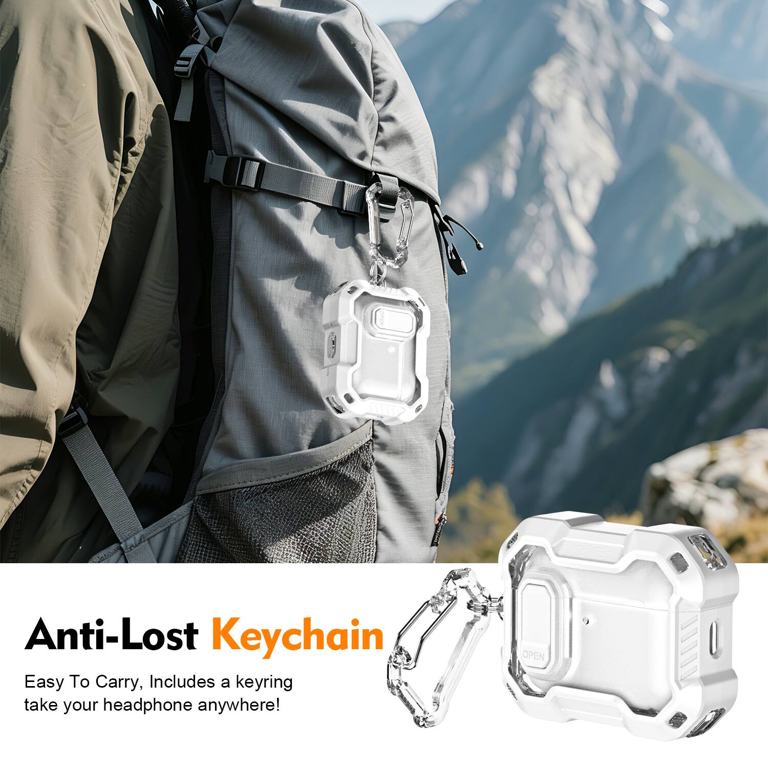 Anti-Lost Keychain  
Easy To Carry, Includes a keyring take your headphone anywhere!