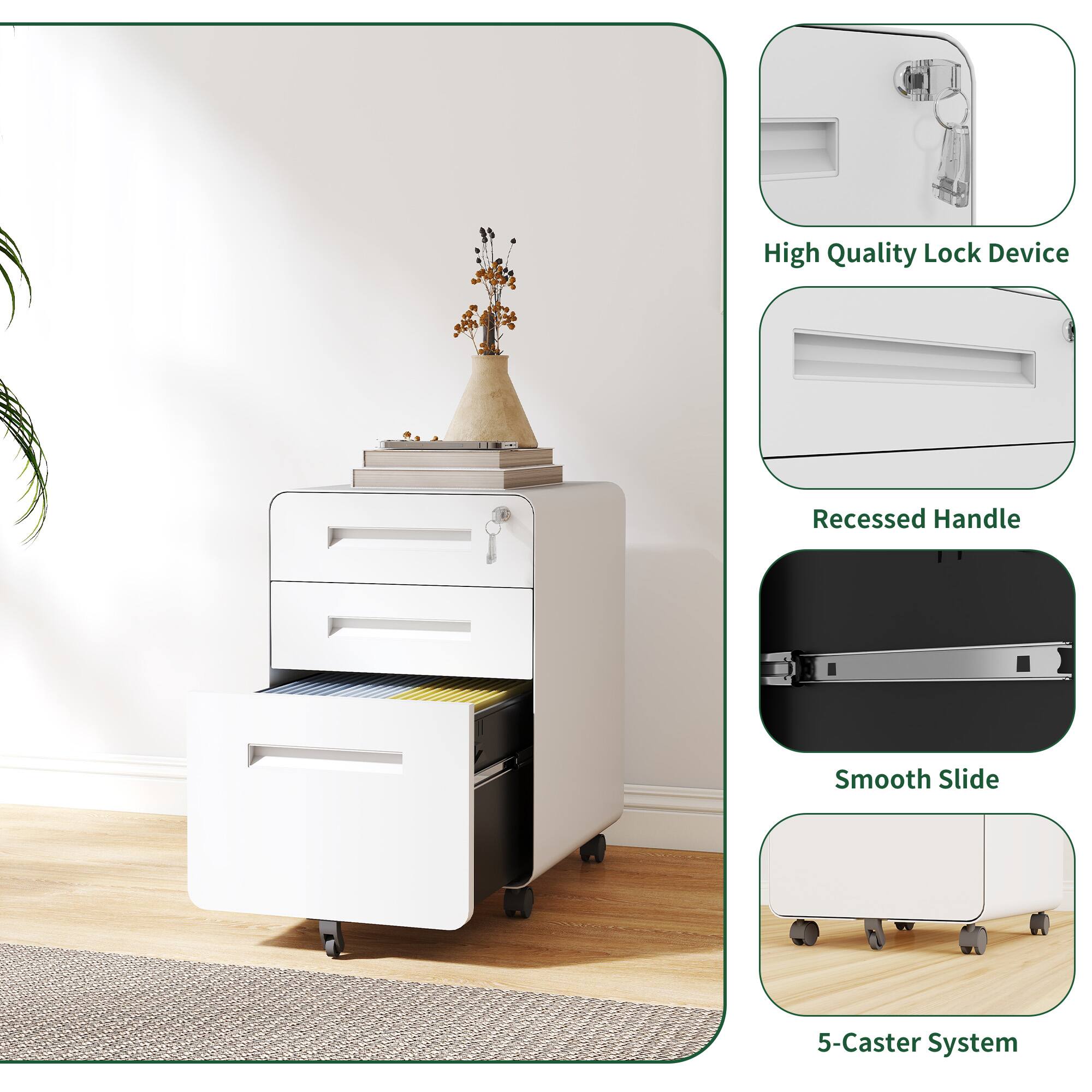 High Quality Lock Device  
Recessed Handle  
Smooth Slide  
5-Caster System