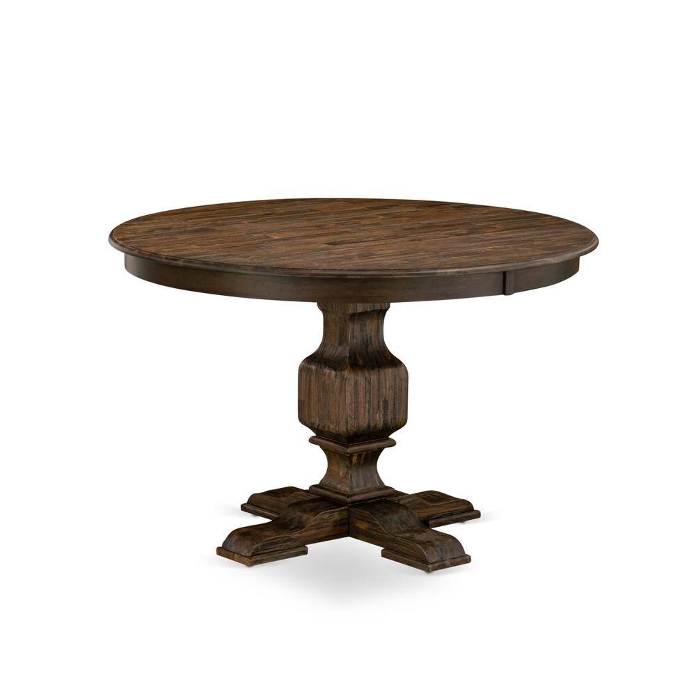 Left. FurniFact - Rustic Round Kitchen Table - Multi-Color.