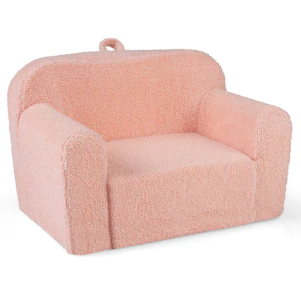 Front. Costway - Costway Kids Couch Portable Toddler Sofa with Handle Anti-slip Base Removable Comfy Chair - Pink.