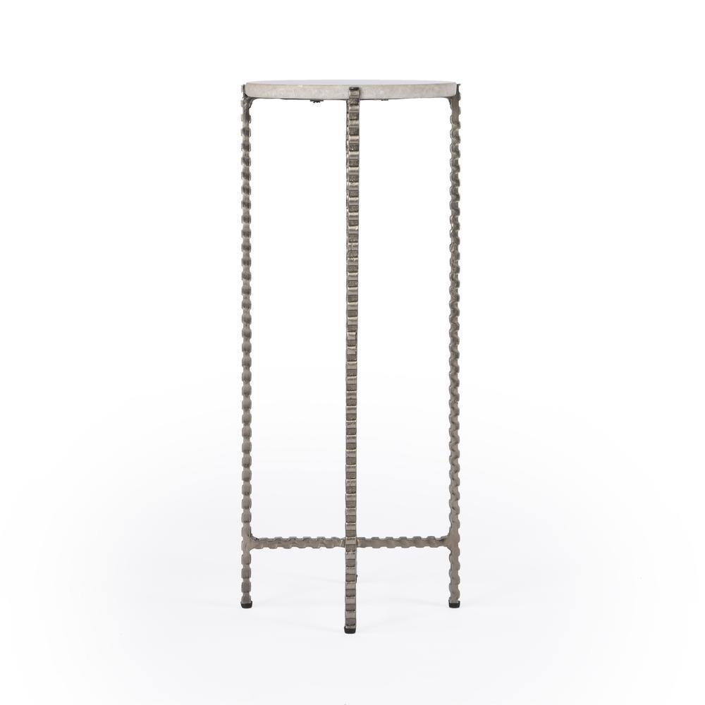 Alt View 1. Butler Specialty - Nigella Marble and Silver Cross Legs Side Table - Multi-Color.