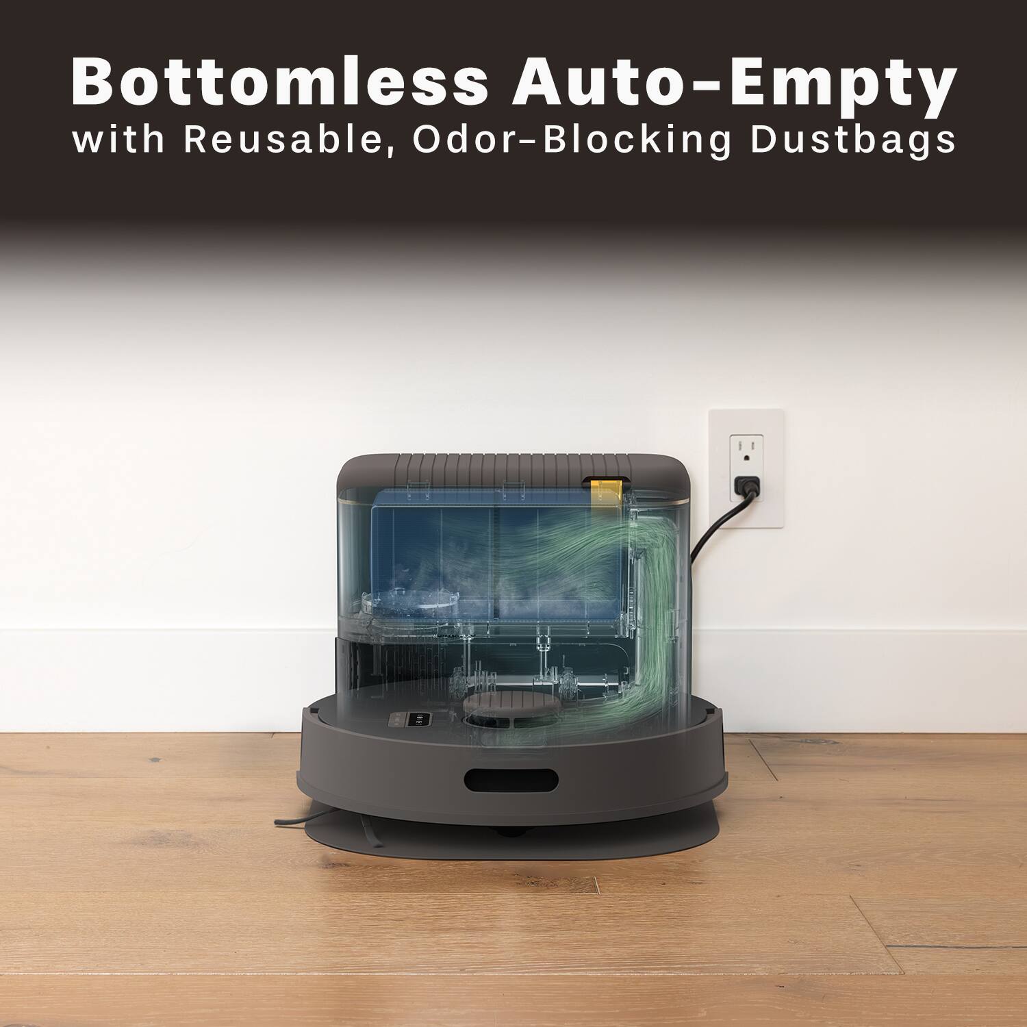 Bottomless Auto-Empty with Reusable, Odor-Blocking Dustbags