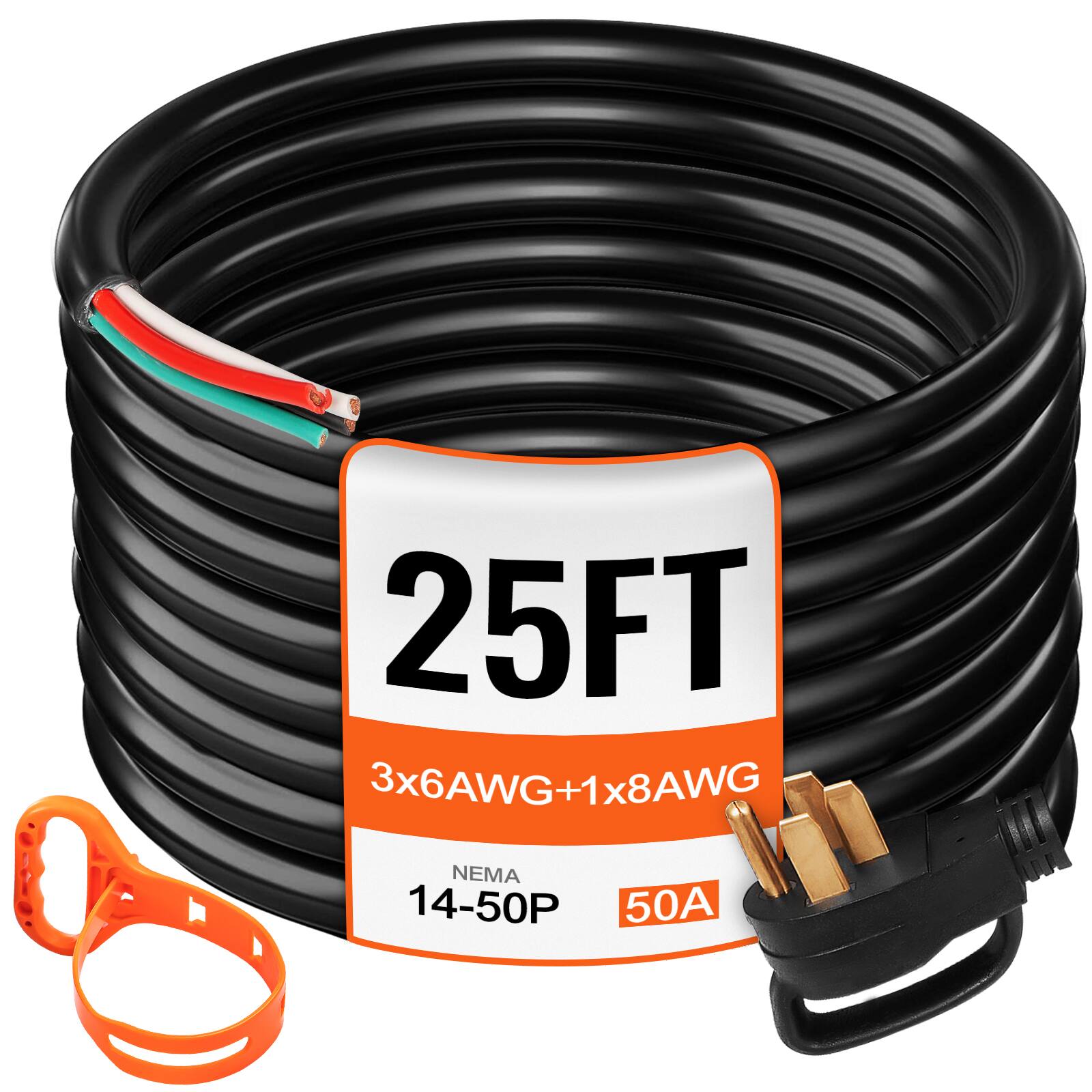 25FT 3x6AWG+1x8AWG  
NEMA 14-50P 50A