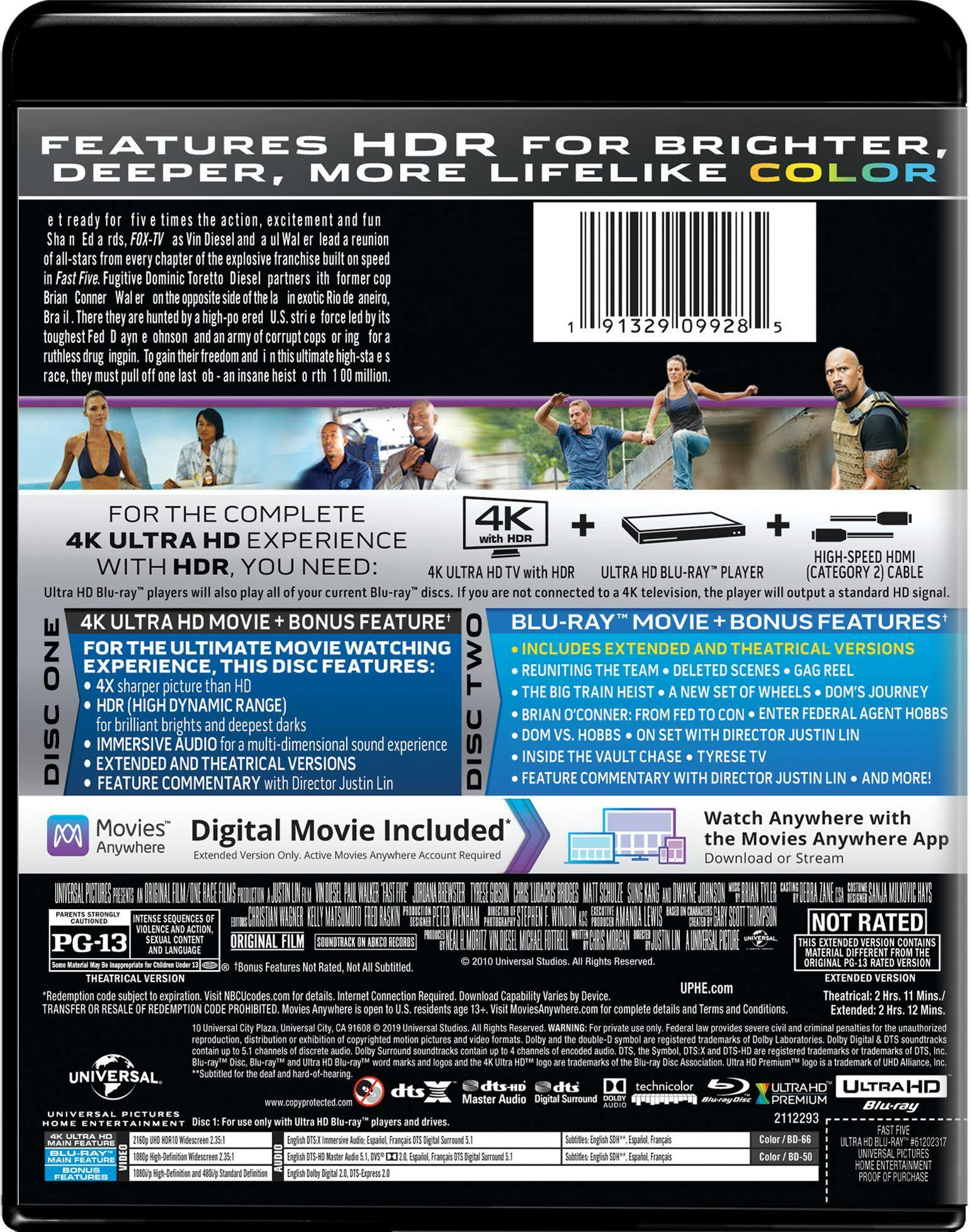 Back. Fast Five   - 4K Blu-Ray.