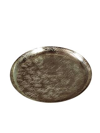 Front. Jiallo - Kinetic Wave Decorative Tray 13" D - Silver.