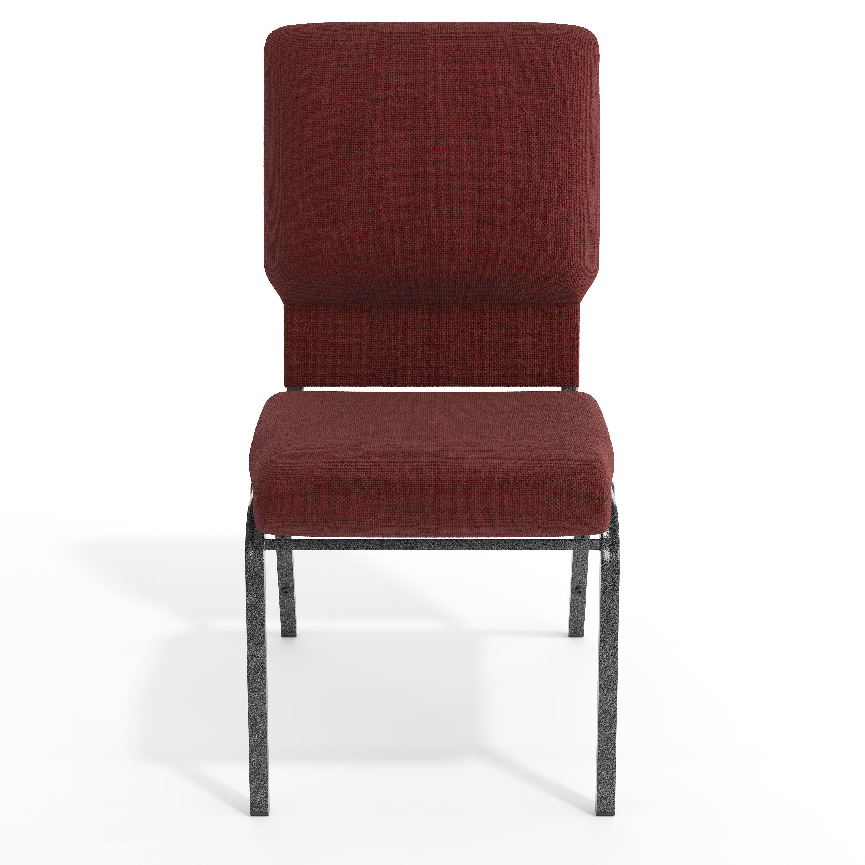Alt View 9. Emma + Oliver - Church Chairs 18.5 in. Wide - Maroon Fabric/Silver Vein Frame.