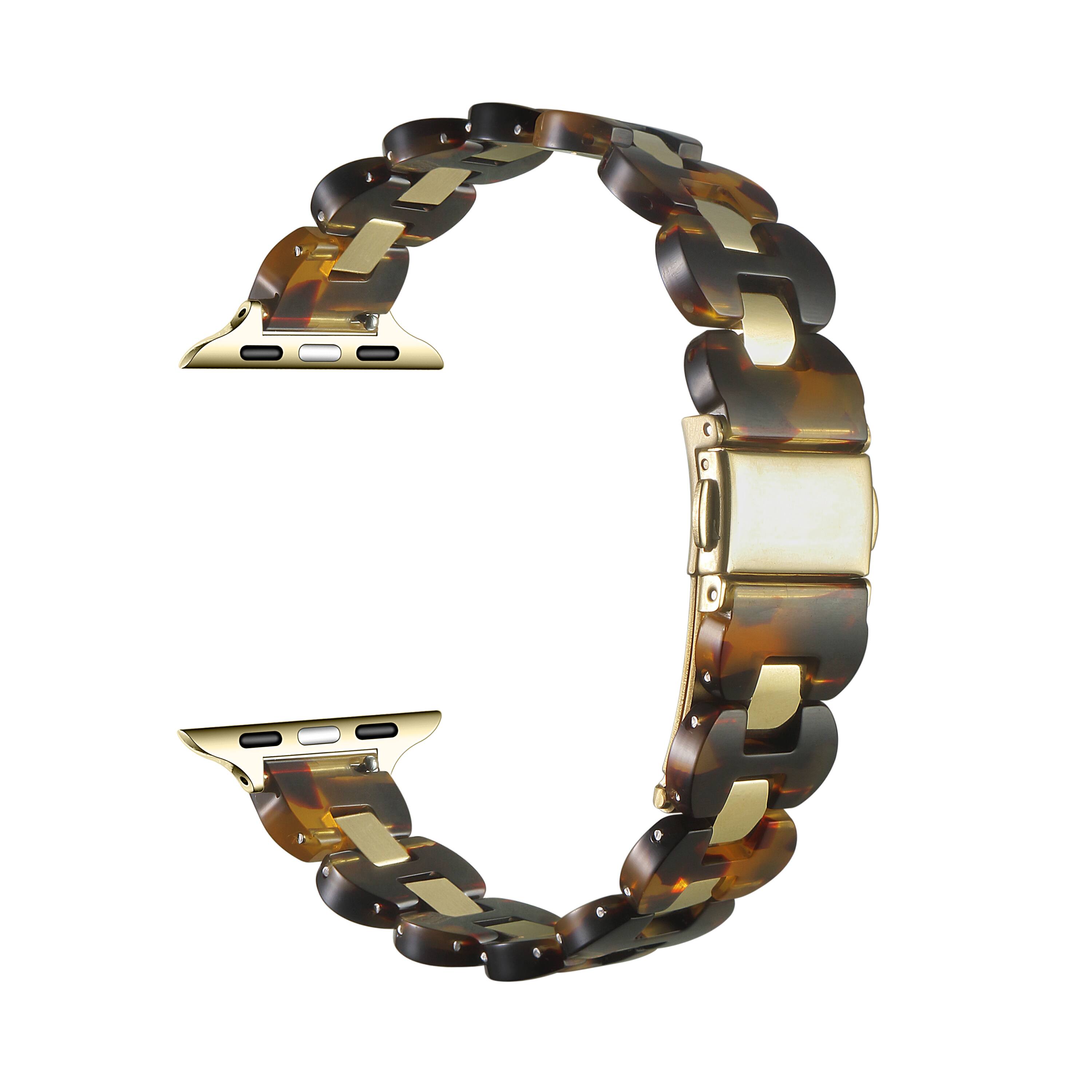 Angle. Posh Tech - Aria Scalloped Resin & Stainless Steel Band for Apple Watch - Tortoise.