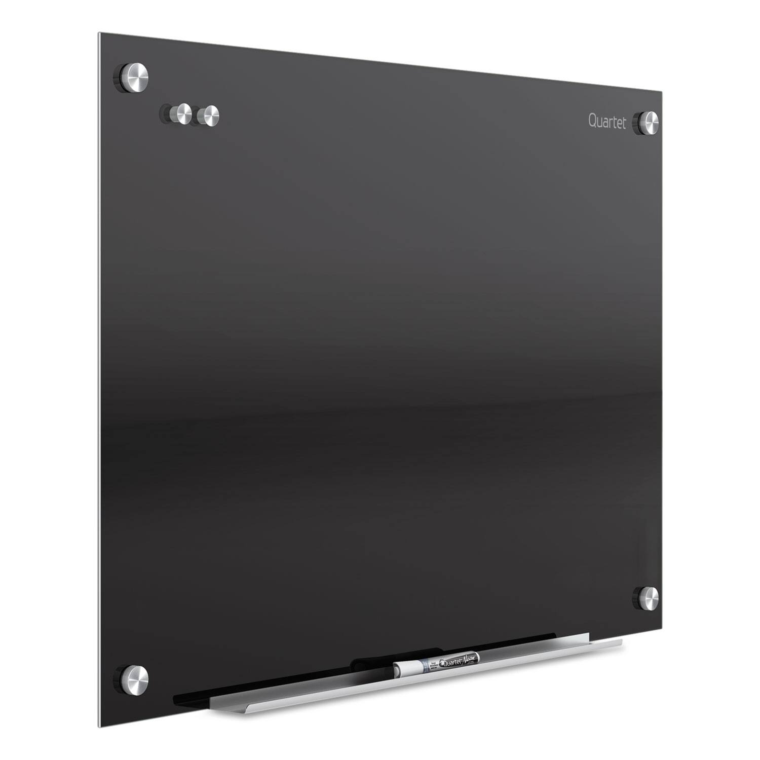 Angle. Quartet - Infinity Magnetic Glass Marker Board, 36" x 24", Black Surface.