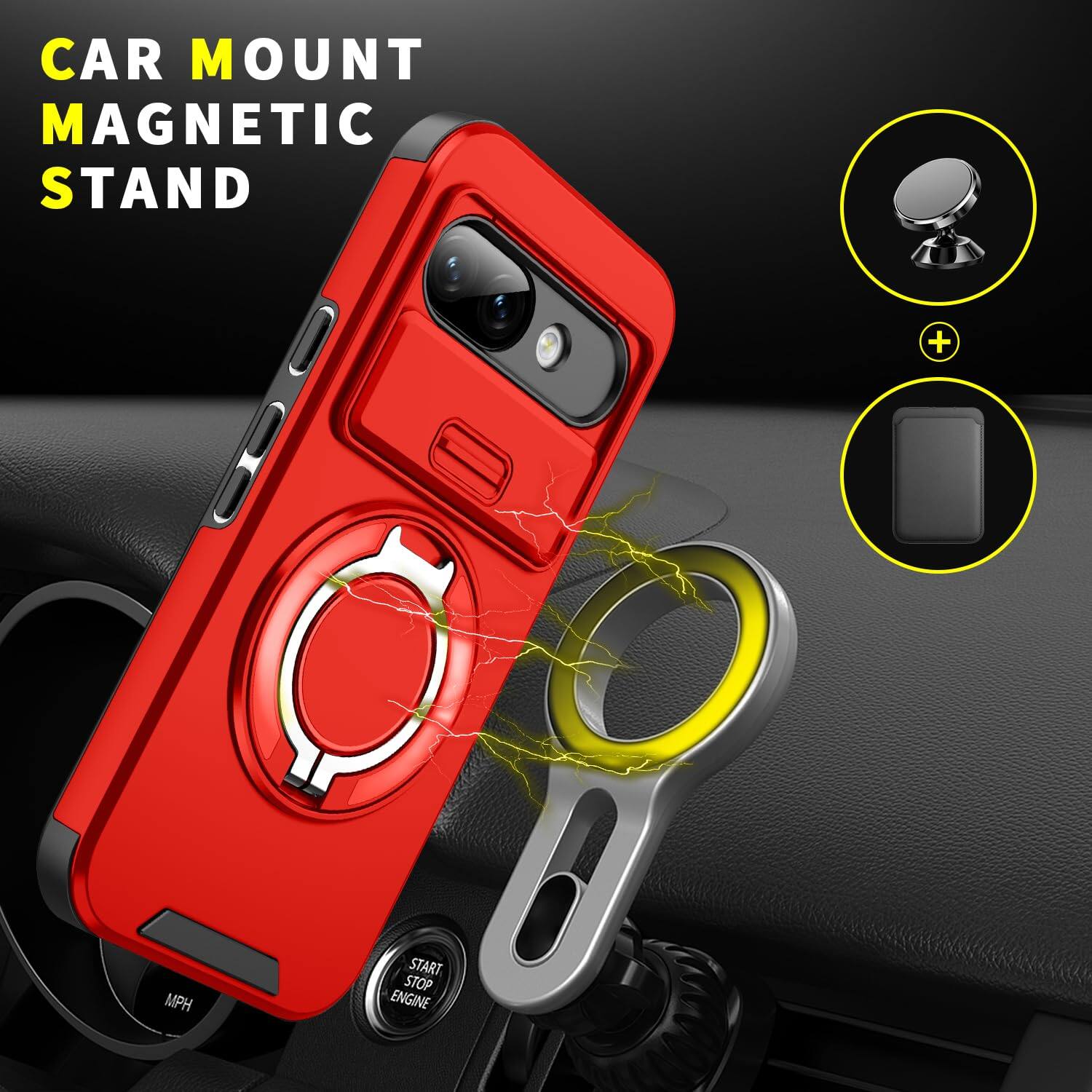UUCOVER Magnetic Case with Slide Camera Lens Cover & 360° Ring Stand ...