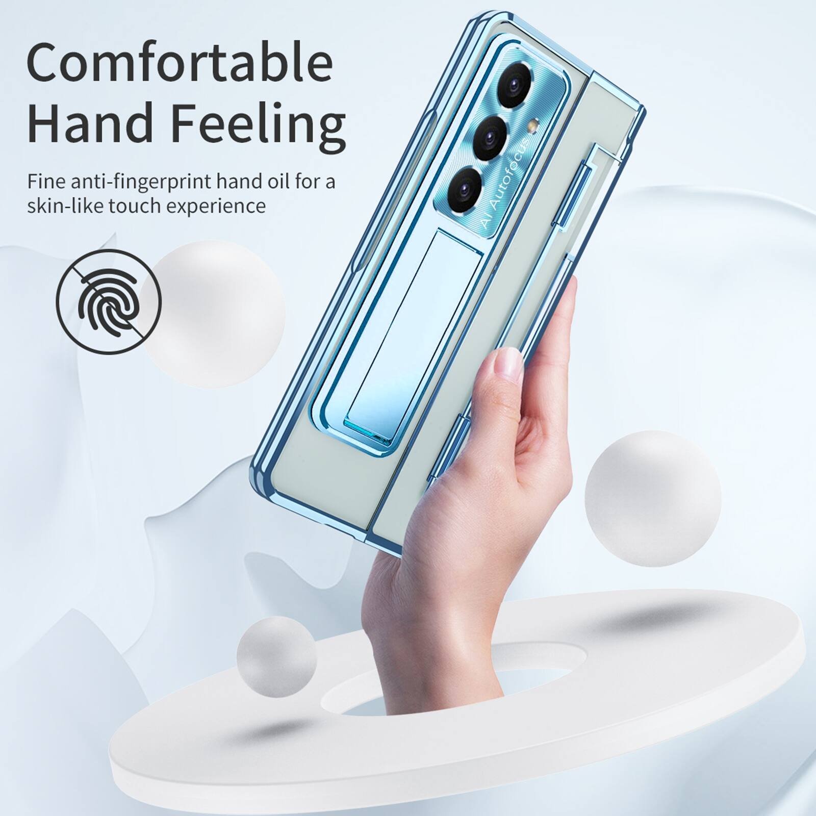 Comfortable Hand Feeling  
Fine anti-fingerprint hand oil for a skin-like touch experience