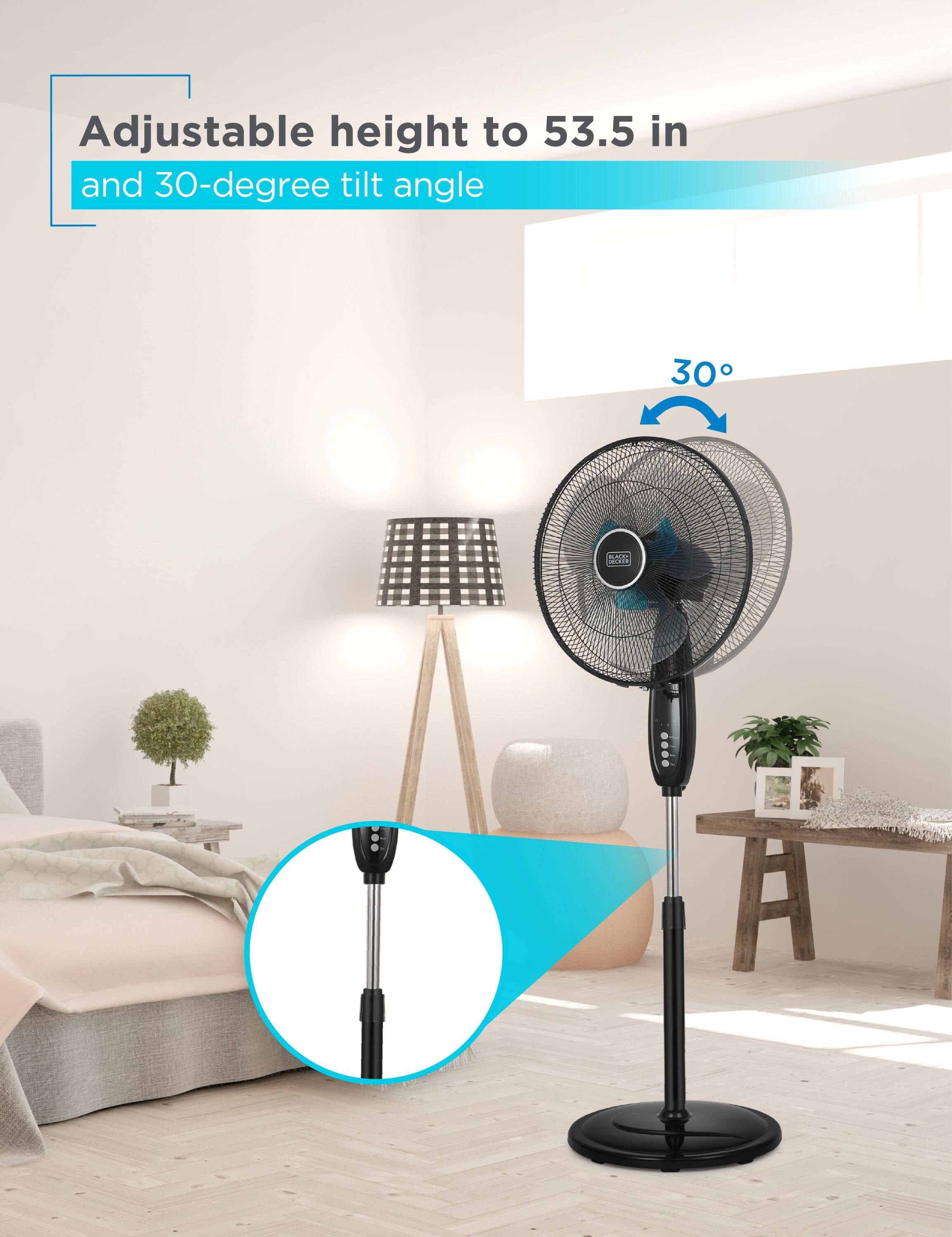 Adjustable height to 53.5 in and 30-degree tilt angle
