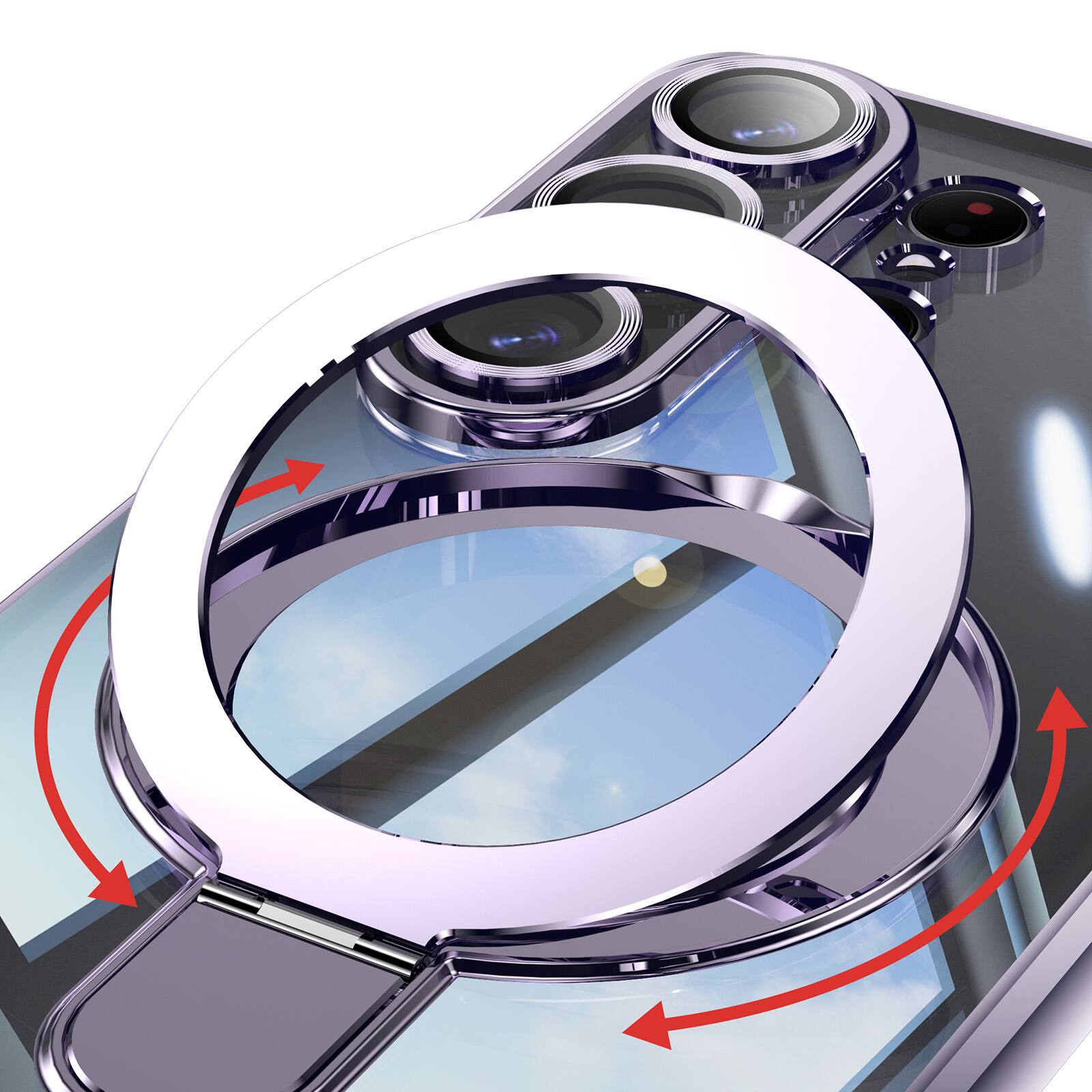 Alt View 1. Dteck - Clear Mag Safe Case for Samsung Galaxy S26 Ultra,Transparent Back Plated Bumper Shockproof Metal Stand Cover + Lens Film - Lavender.