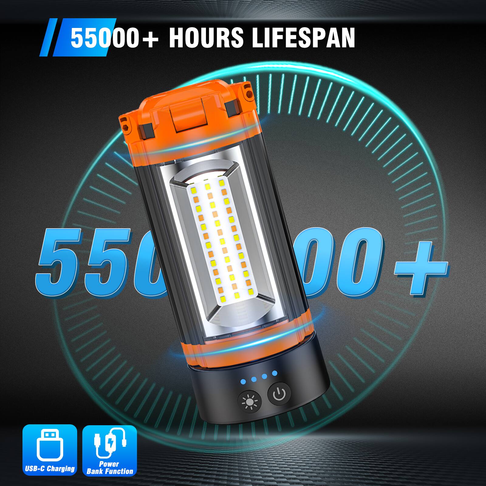 55000+ Hours Lifespan

55000+

USB-C Charging Bank Function