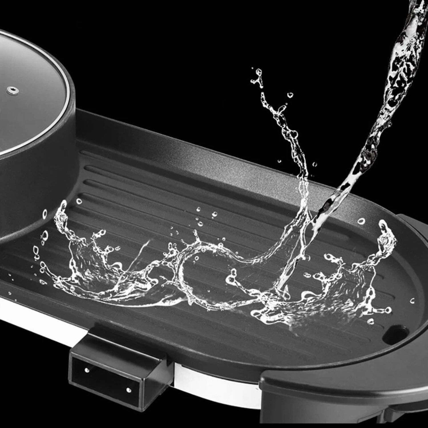 Alt View 2. Home Collection - 2-in-1 Electric Hot Pot with Grill – Shabu-Shabu Pot & Barbecue Grill Combo - Black / Silver.