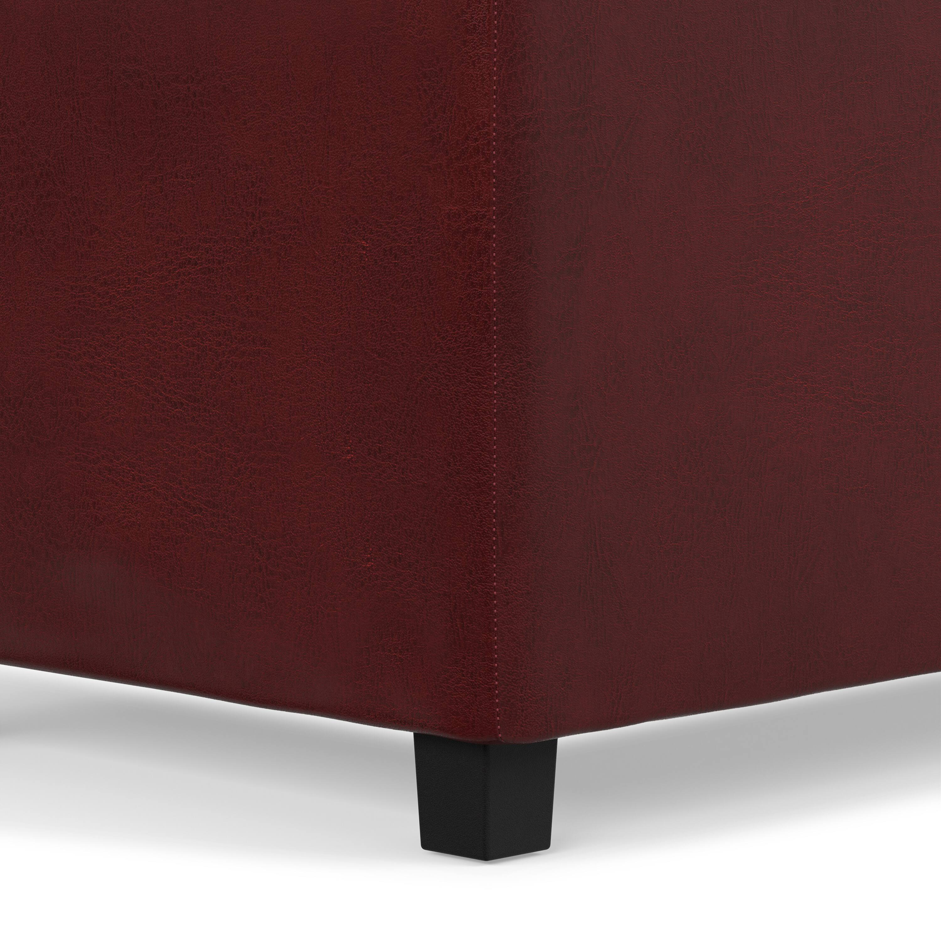 Alt View 7. Simpli Home - Avalon 42 inch Wide Storage Ottoman in Red Vegan Leather - Red.