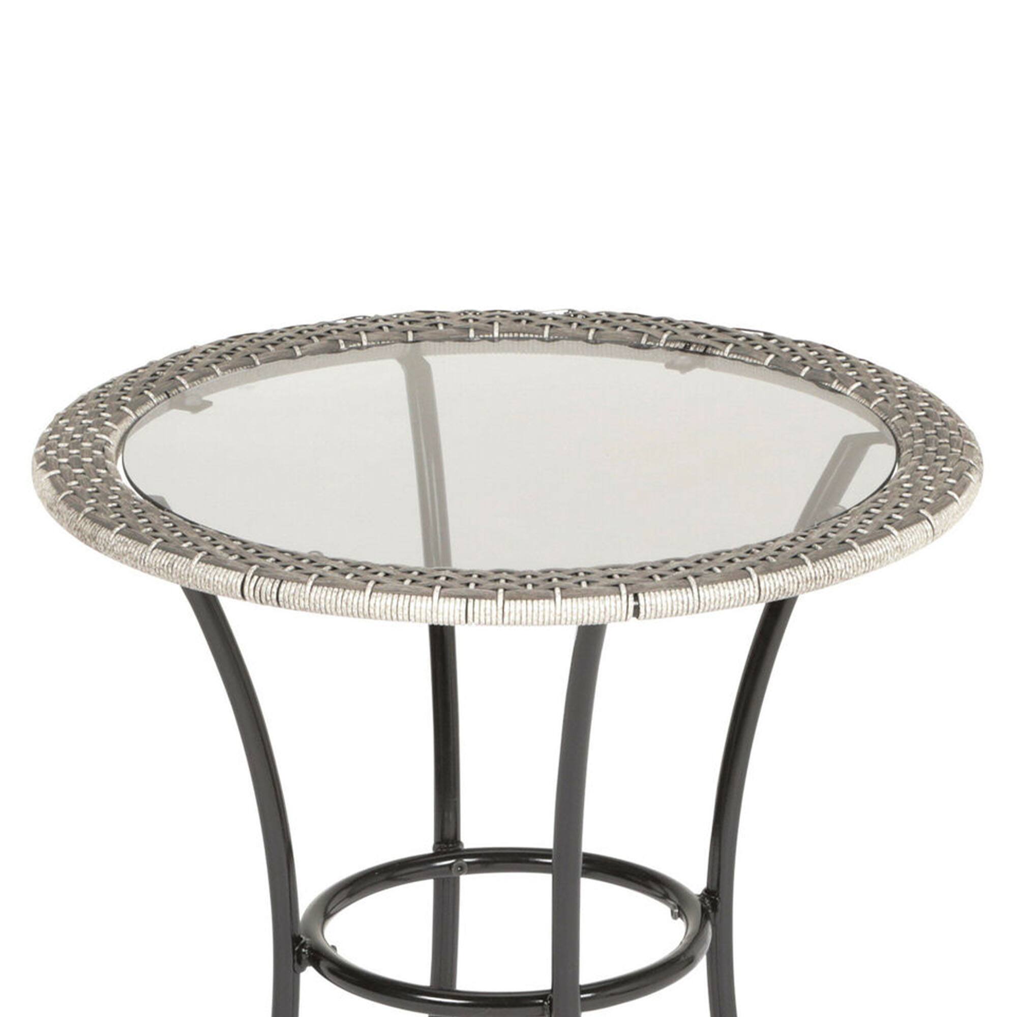 Alt View 2. Four Seasons Courtyard - Four Seasons Courtyard 24 Inch Marbella Wicker Modern Bistro Patio Table, Gray - Gray, Black.
