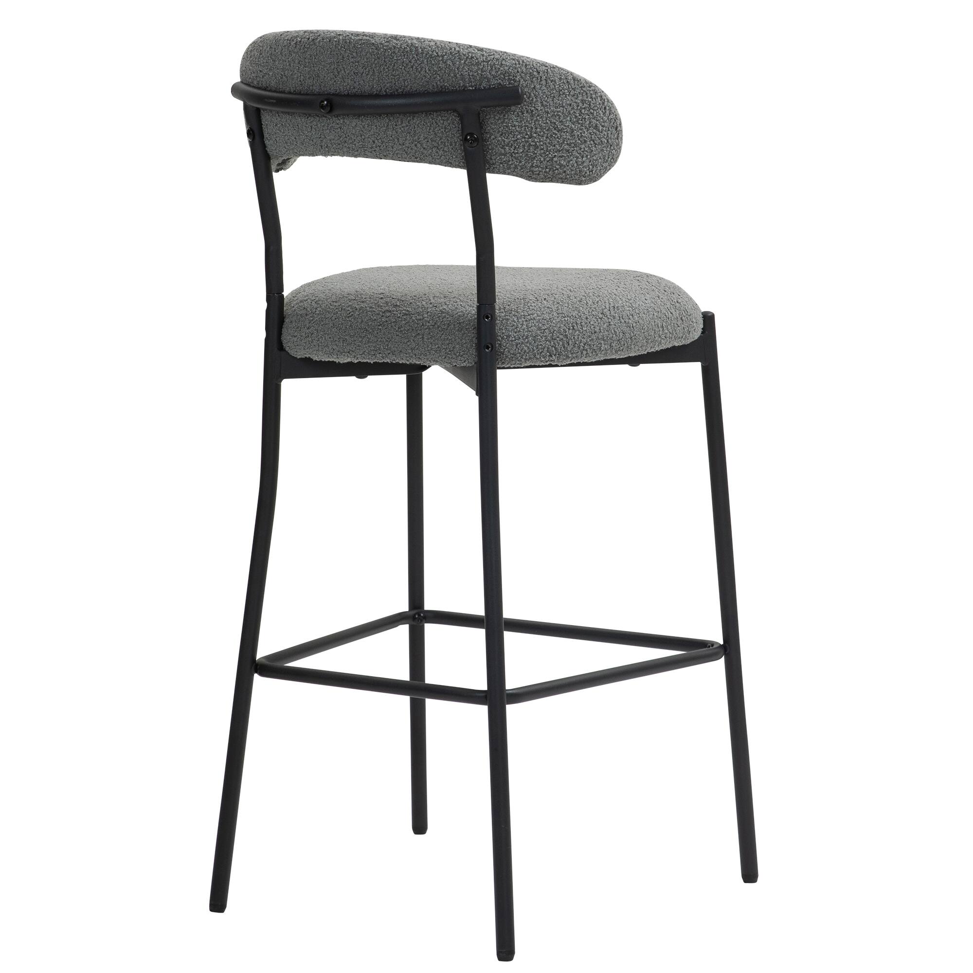 Alt View 1. GOODSILO - 26"" Counter Height Bar Stool - Teddy Fabric Kitchen Island Stool with Black Base - Grey.