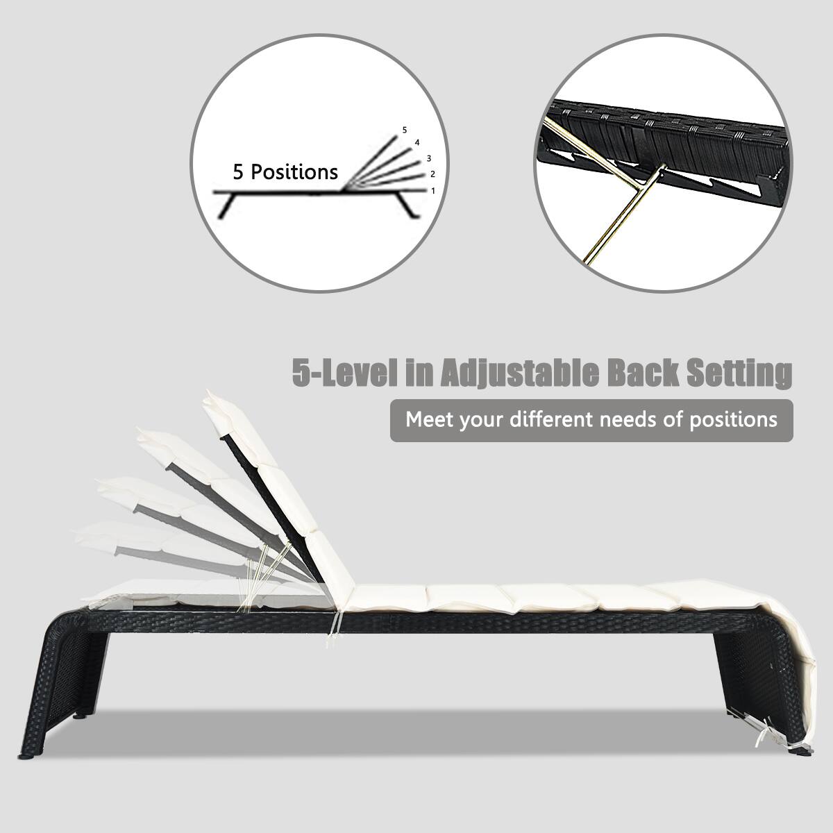 5-Level in Adjustable Back Setting, 5 Positions, Meet your different needs of positions