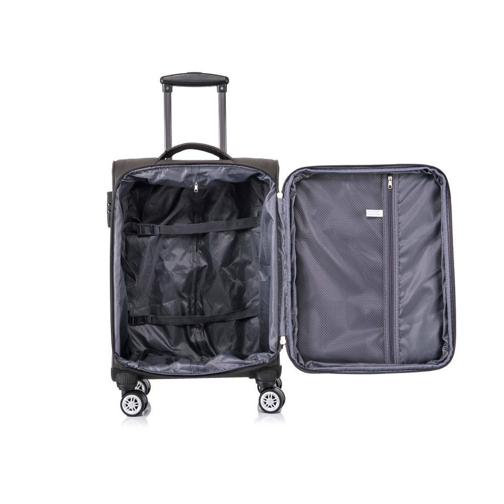 Alt View 1. BreeBe - 3-piece fabric soft luggage set with swivel wheels and password lock, 20/26/30 inches - Grey.