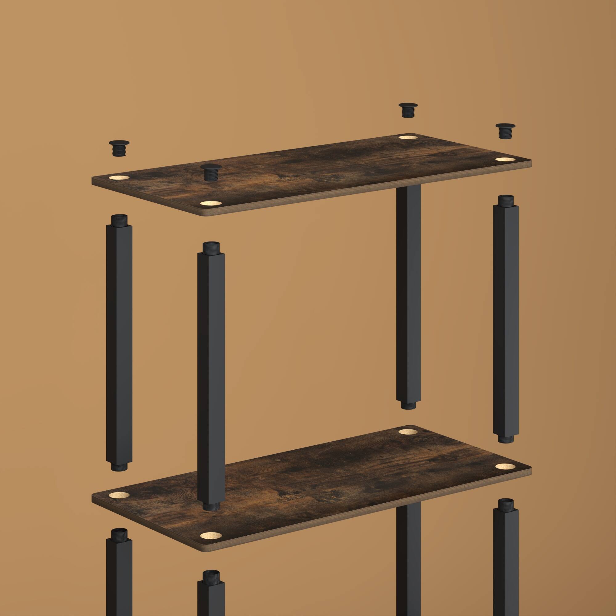 Left. HOMLUX - 3-Tier 29.6" Corner Shelf Open Shelves for Display  for Living Room and Office Organization Amber Pine & Black - Amber Pine & Black.