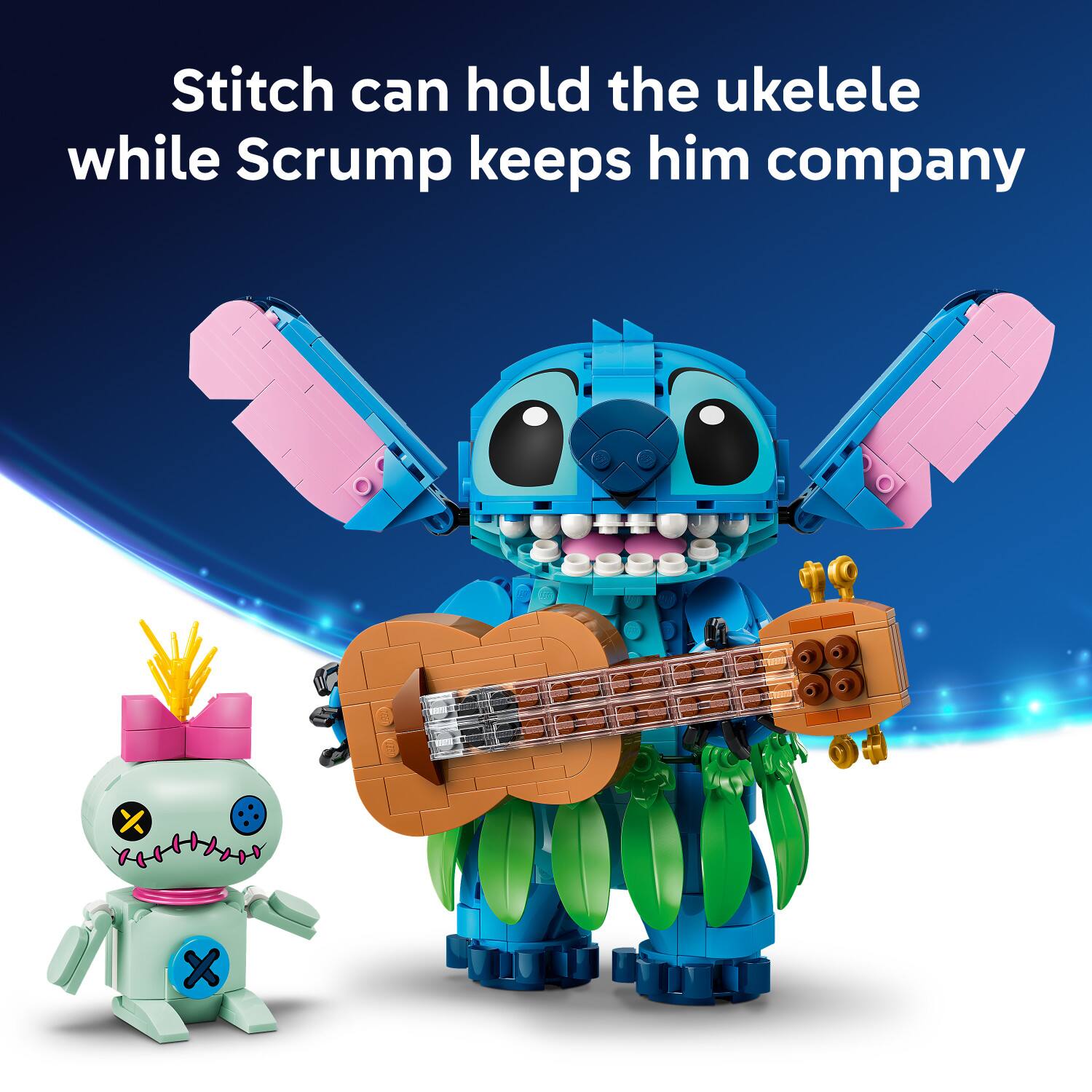 Stitch can hold the ukulele while Scrum keeps him company