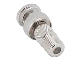 Cable Leader - F-Type Male to BNC Female Adapter, 75-Ohm, RF Coaxial, Fully Molded - Silver