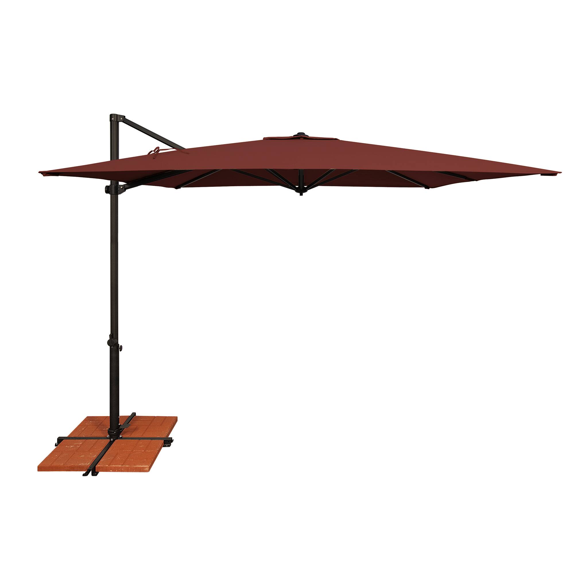 Mondawe - 8.6' Square Cantilever Patio Umbrella Black Frame with Cross Bar Stand - Henna