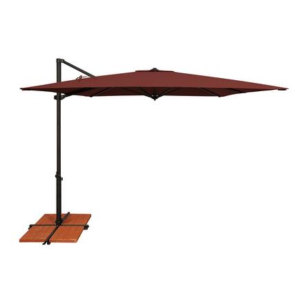 Front. Mondawe - 8.6' Square Cantilever Patio Umbrella Black Frame with Cross Bar Stand - Henna.