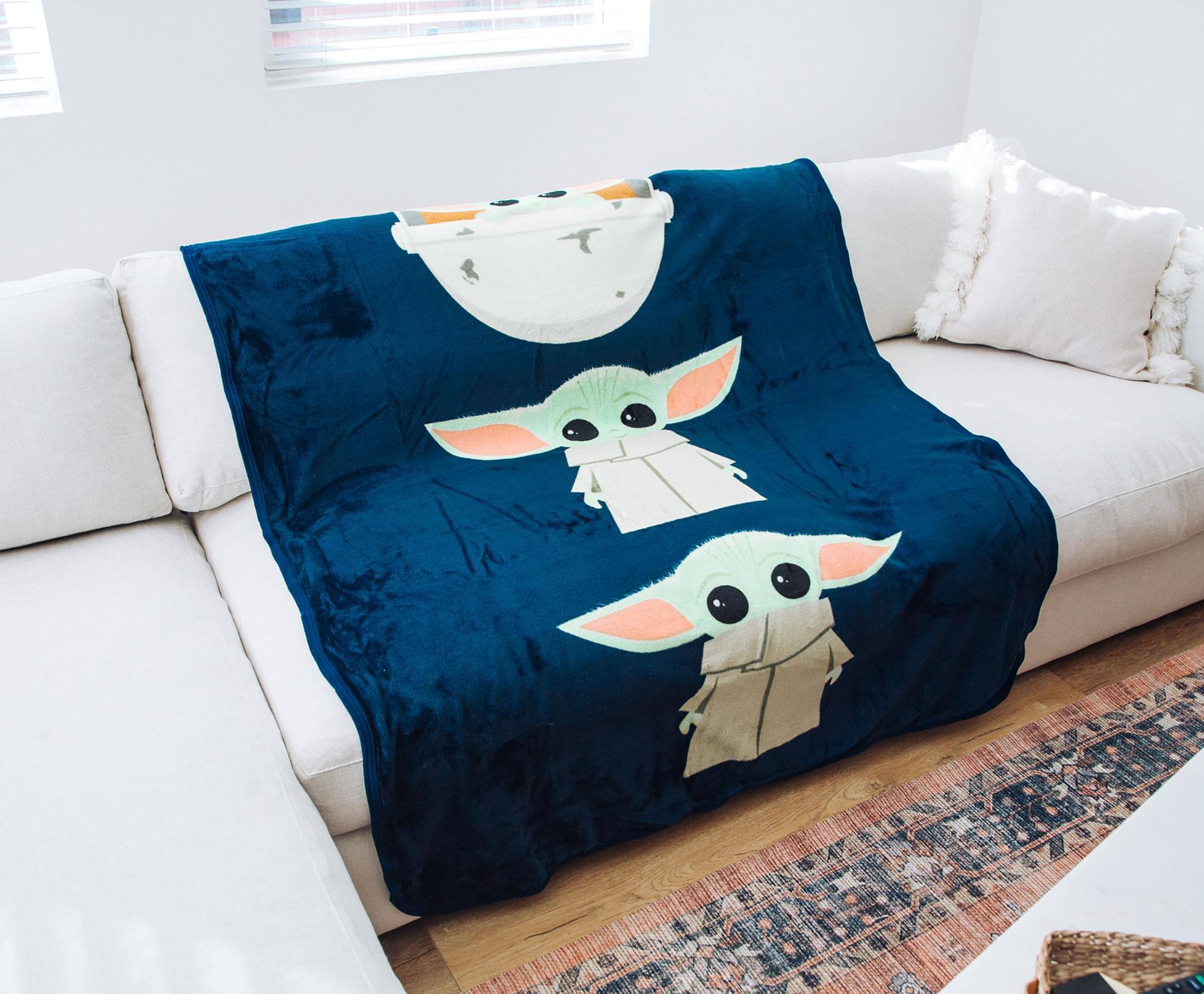 Alt View 4. Star Wars - Star Wars The Mandalorian Expressions 46 x 60 Inch Silk Touch Throw Blanket - Blue.