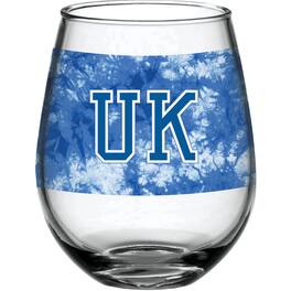 Indigo Falls - Kentucky Wildcats 15oz. Vintage Tie-Dye Stemless Wine Glass - Multicolor