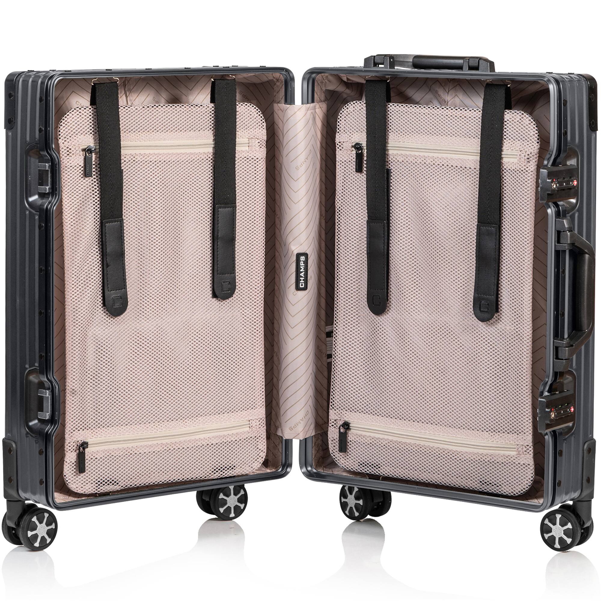 Champs Elite Aluminum 2 Piece Luggage Set Gray S1051-GREY-2PC SET