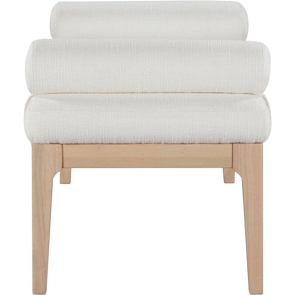 Alt View 3. Meridian Furniture - Priscilla Cream Linen Textured Fabric Bench - Beige.