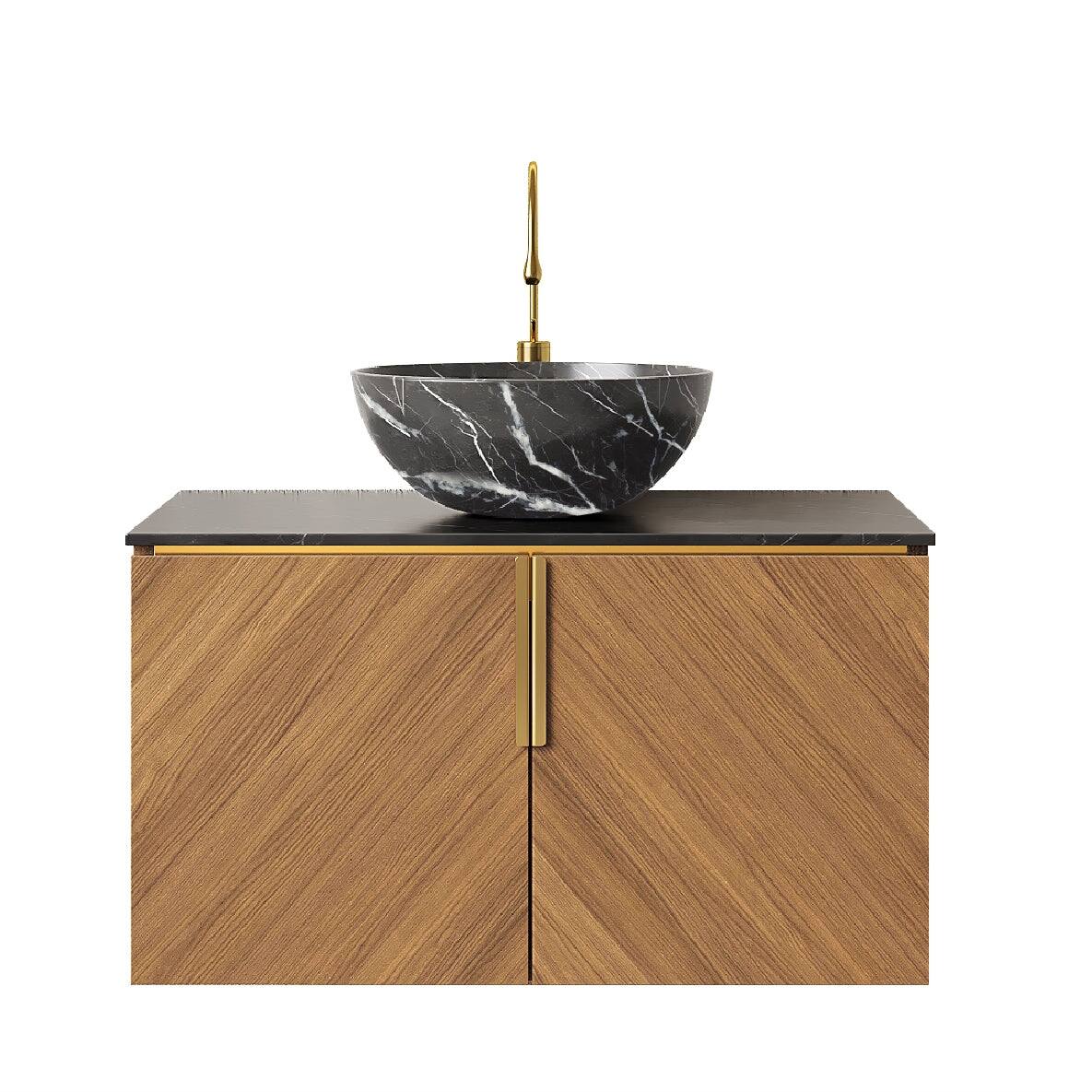 Alt View 3. Boyel Living - 30 Bathroom Vanity with Black Sintered Stone Countertop Black Bowl Ceramic Basin Stone Pattern - Black,Espresso.