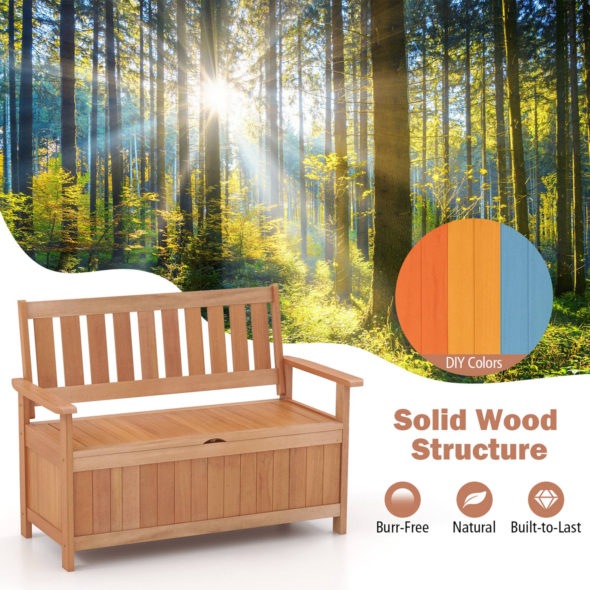 DIY Colors  
Solid Wood Structure  
Burr-Free  
Natural  
Built-to-Last