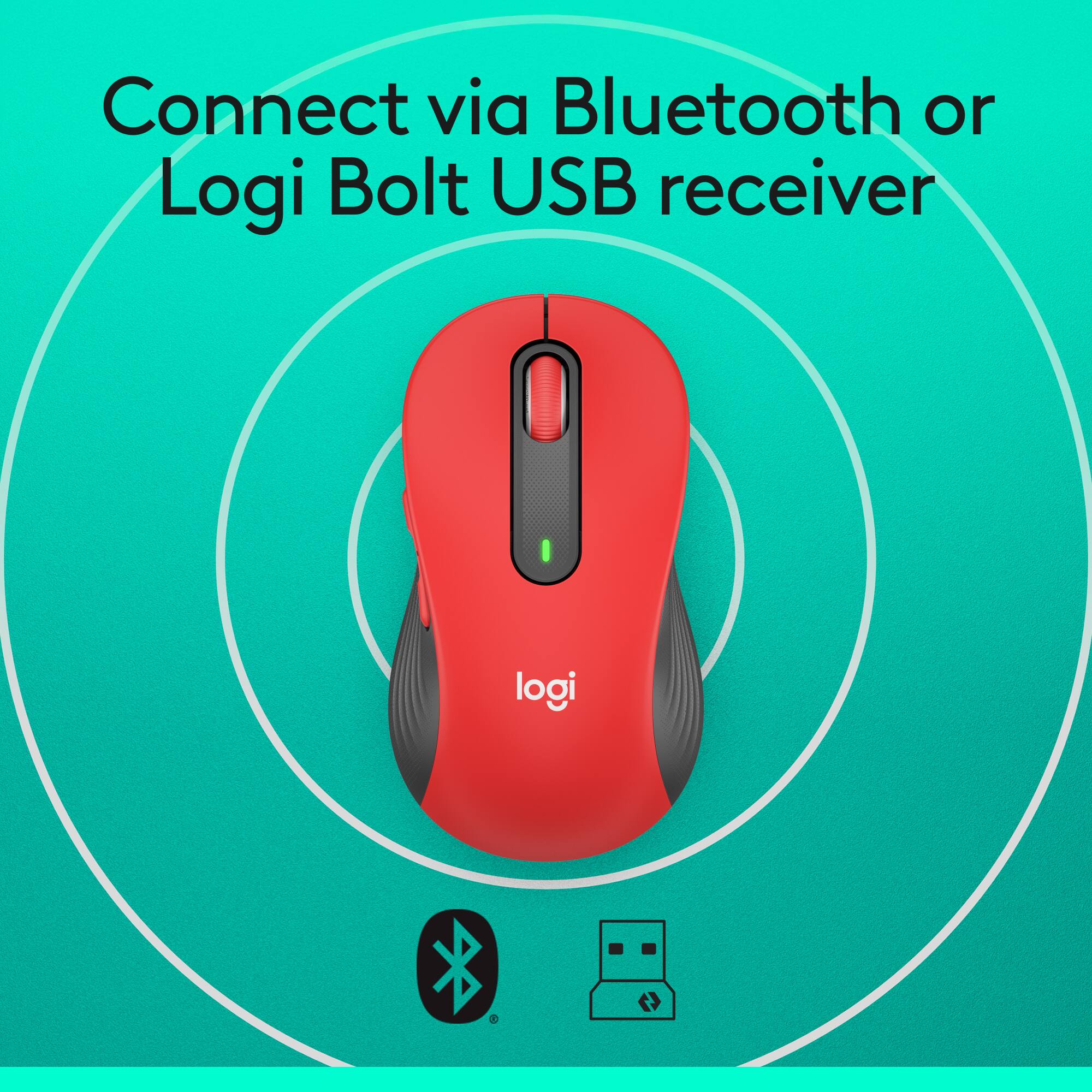 Connect via Bluetooth or Logi Bolt USB receiver.