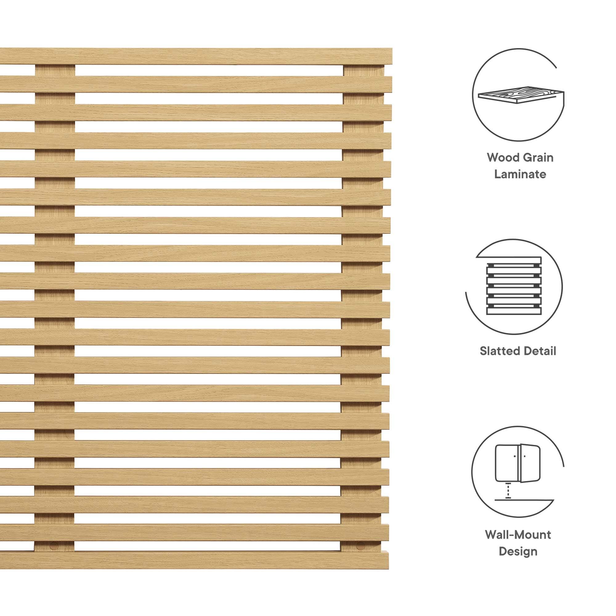 Wood Grain Laminate Slatted Detail Wall-Mount Design

- Wood Grain Laminate
- Slatted Detail
- Wall-Mount Design