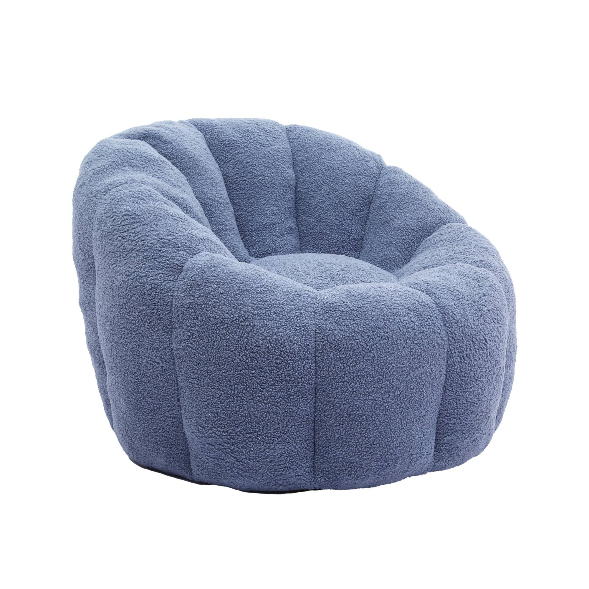 Alt View 4. GOODSILO - Plush Faux Fur Bean Bag Chair with Armrests and Ergonomic Backrest for Ultimate Relaxation in Living Spaces - Light Blue.