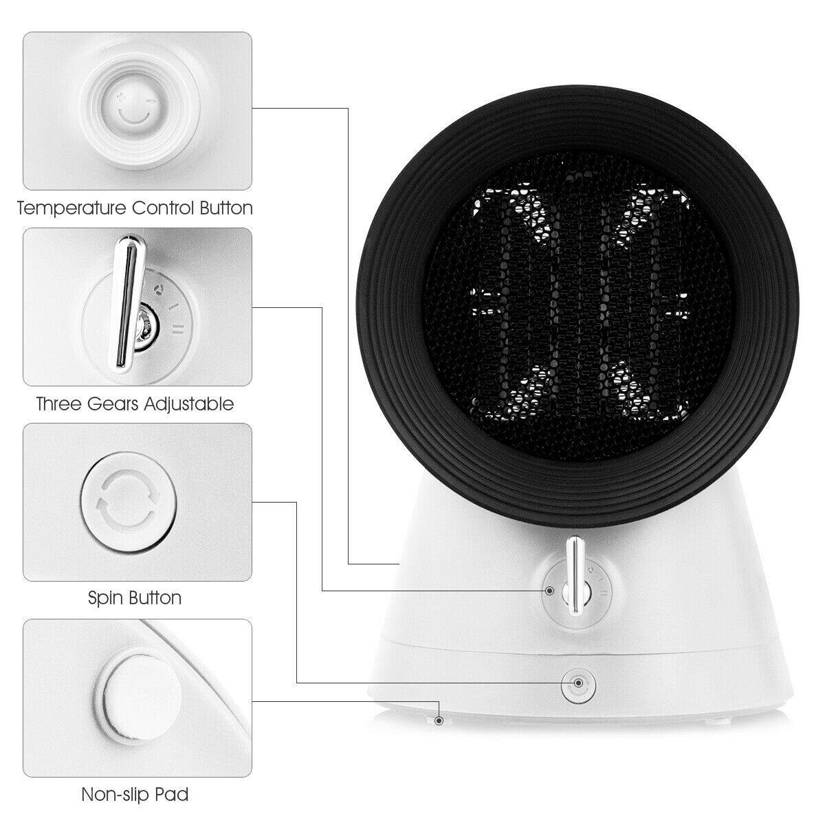 - Temperature Control Button
- Three Gears Adjustable
- Spin Button
- Non-slip Pad