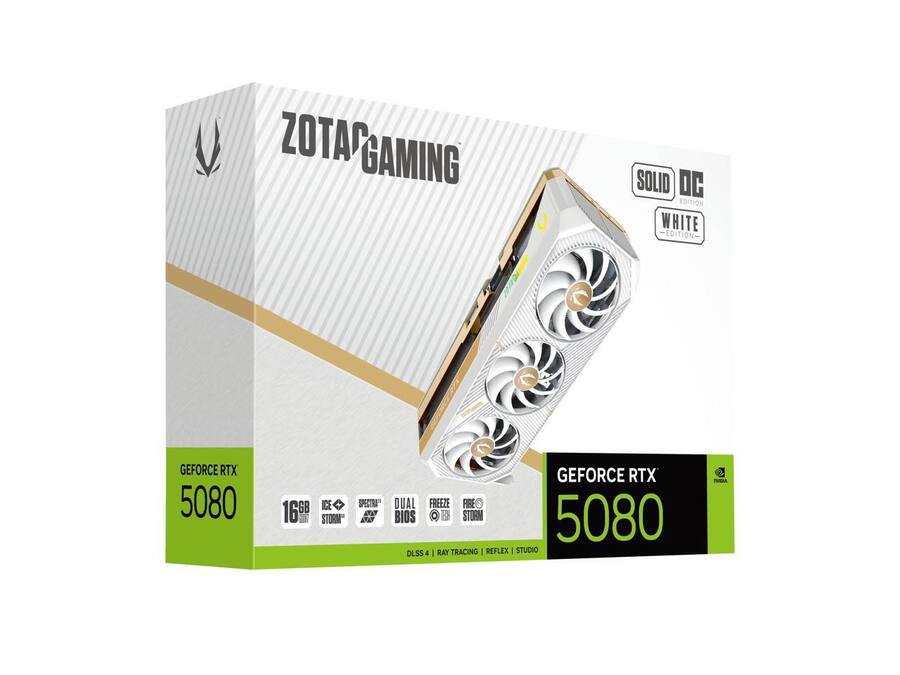 ZOTAC SOLID OC White RTX 5080 16GB GDDR7 PCIe 5.0 DLSS 4.0 ZOTAC SOLID OC White RTX 5080 16GB GDDR7 PCIe 5.0 DLSS 4.0