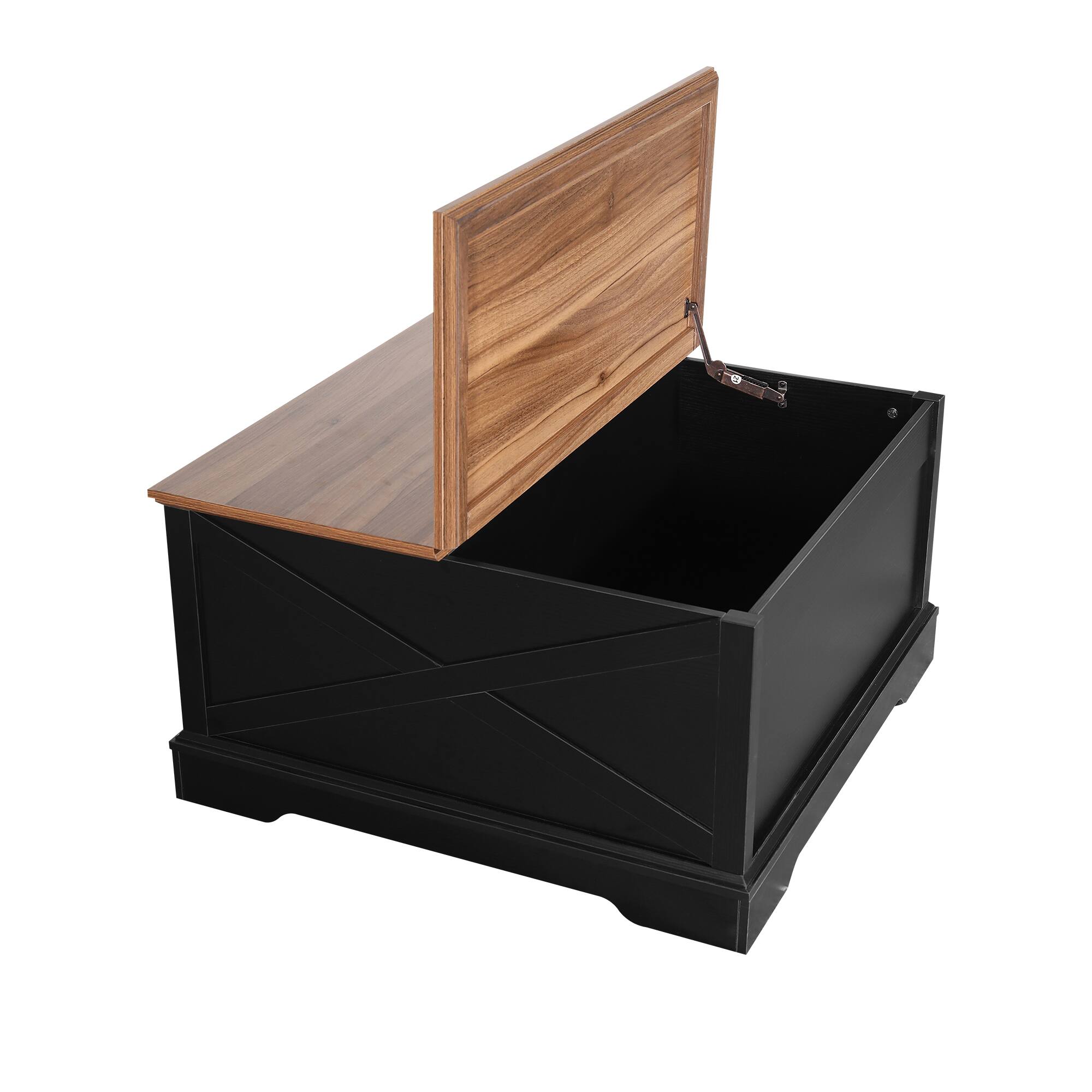 Alt View 3. Ihomeadore - 31.5 Inch Modern Farmhouse Flip Top Coffee Table with Hidden Storage Box and Sliding Barn Door - Brown.