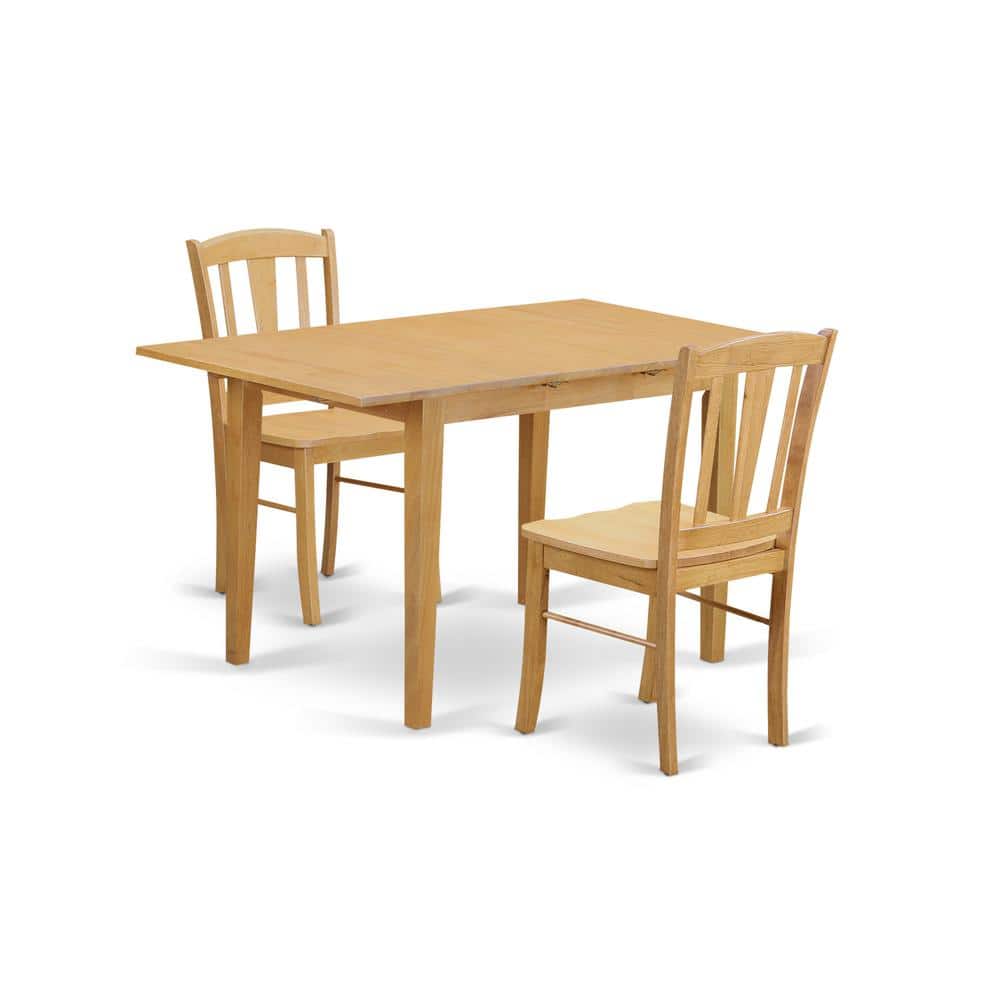 East West Furniture - 3 Pc Dining room set - Dining Table for small spaces and 2 Dining Chairs - Oak
