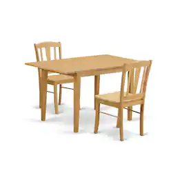 East West Furniture - 3 Pc Dining room set - Dining Table for small spaces and 2 Dining Chairs - Oak