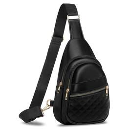 Unique Bargains - Crossbody Bags for Women Men Leather Sling Bag Cross Body Backpack for Women Casual Chest Bag Daypack for Travel Hiking - Black